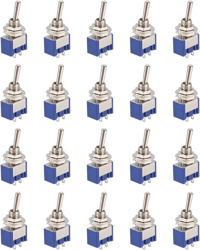20 Pcs 125VAC 6A On/Off 2 Position Terminal SPST Latching Mini Toggle Switch Bule