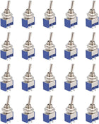 20 Pcs 125VAC 6A On/Off 2 Position Terminal SPST Latching Mini Toggle Switch Bule