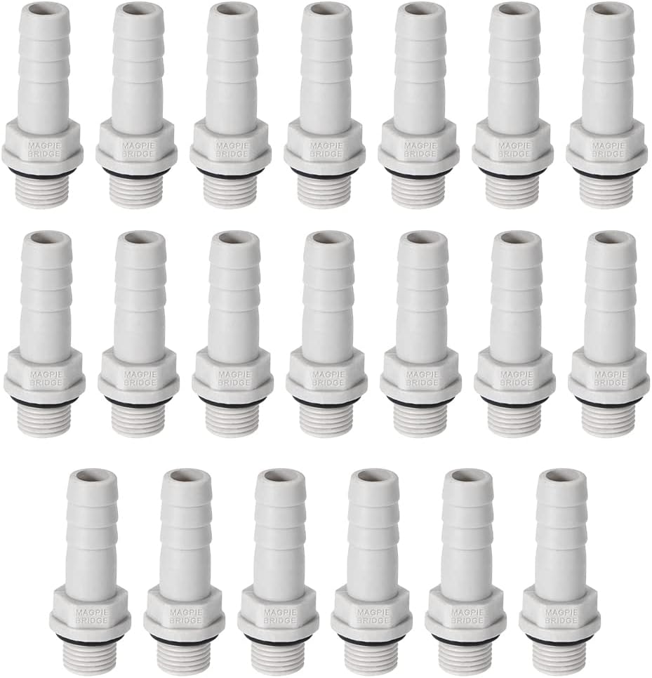 PVC Barb Hose Fitting Connector Adapter 8mm or 5/16" Barbed x G1/8 Male Pipe 20pcs