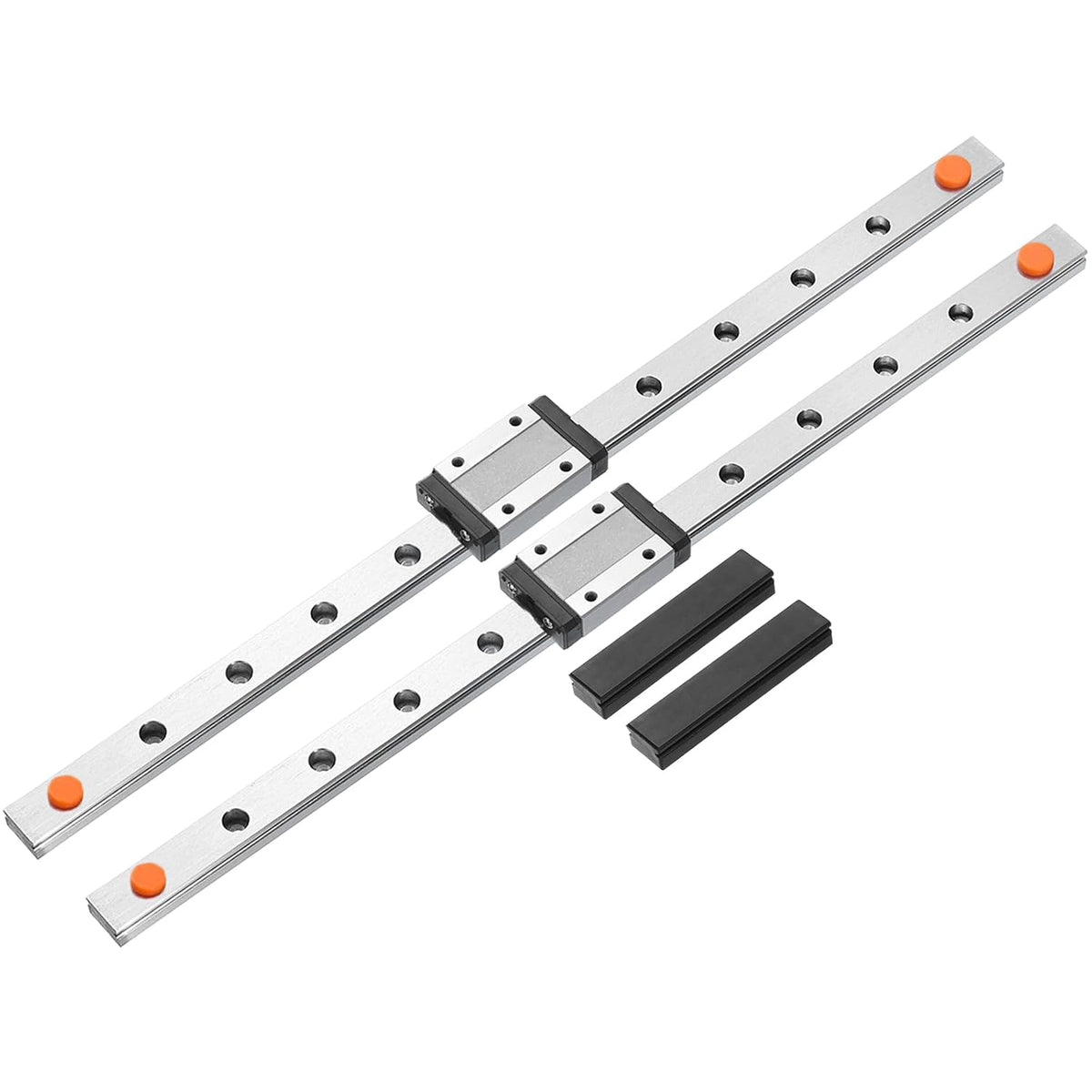 2pcs MGN12 300mm Linear Guide Rail with 2pcs MGN12H Sliding Carriage Block Bearing Steel and 2pcs Plastic Mini MGN12 Linear Guide for DIY 3D Printers and CNC Machine, Black