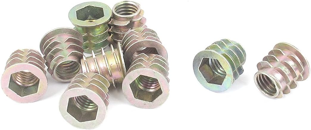 M10x15mm Hex Socket Screw in Thread Insert Nut 10 Pcs for Wood