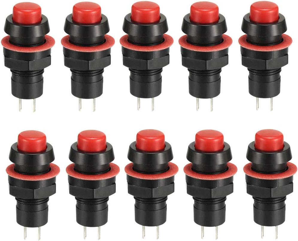 10mm Mounting Hole Red Latching Push Button Switch SPST NO 10pcs