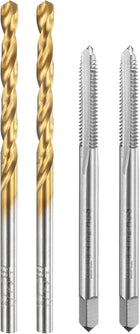 Tap and Drill Bit Set, 2pcs M4 x 0.7 Metric Straight Flute Thread Screw Taps & 2pcs 3.3mm Twist Drill Bits, Uncoated/Titanium Coated HSS-6542 Tapping Threading Tool Kit