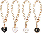 Letter Charm Accessories for Tumbler Cup, 2pcs Round Charm Chain and 2pcs Heart Shaped Name ID Charm for Water Bottle, Black/White(Letter D)