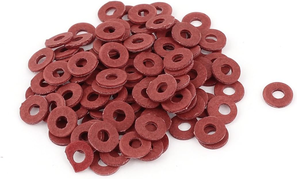 100Pcs 3 x 8 x 1mm Fiber Motherboard Insulating Washers Red