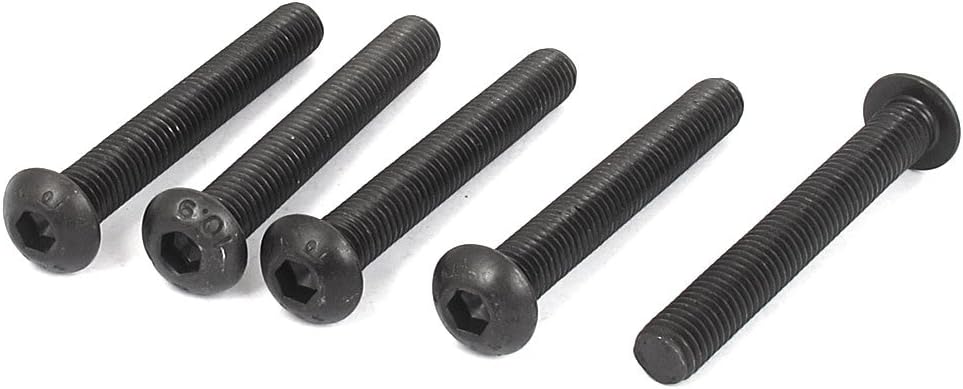 M8 x 60mm Alloy Steel Hex Bolt Socket Head Cap Screws Black 5 Pcs