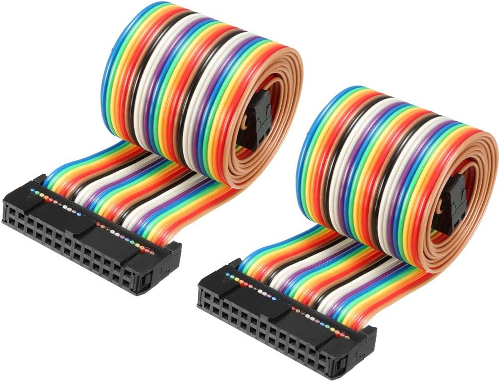 IDC Rainbow Wire Flat Ribbon Cable 26 Pins 66cm Length 2.54mm Pitch 2pcs Type-B