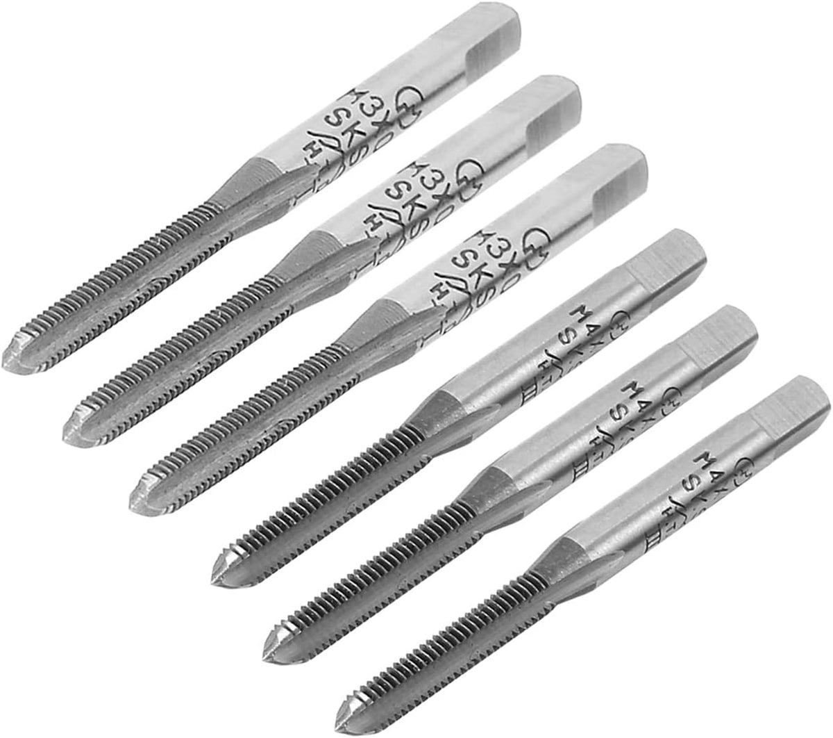 M3 x 0.5 & M4 x 0.7 Metric SKS2 Straight 3 Flutes Bottoming Taper Hand Set 6 Pcs