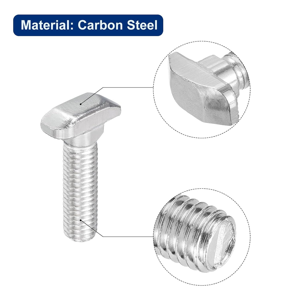40Pcs T-Slot Schrauben, M8 x 16mm Hammerkopf Schraube T-Schraube Einlegeschiene für 4040-Serie T-Slot Aluminium Extrusionsprofil, Kohlenstoffstahl Nickelfinish, Silber