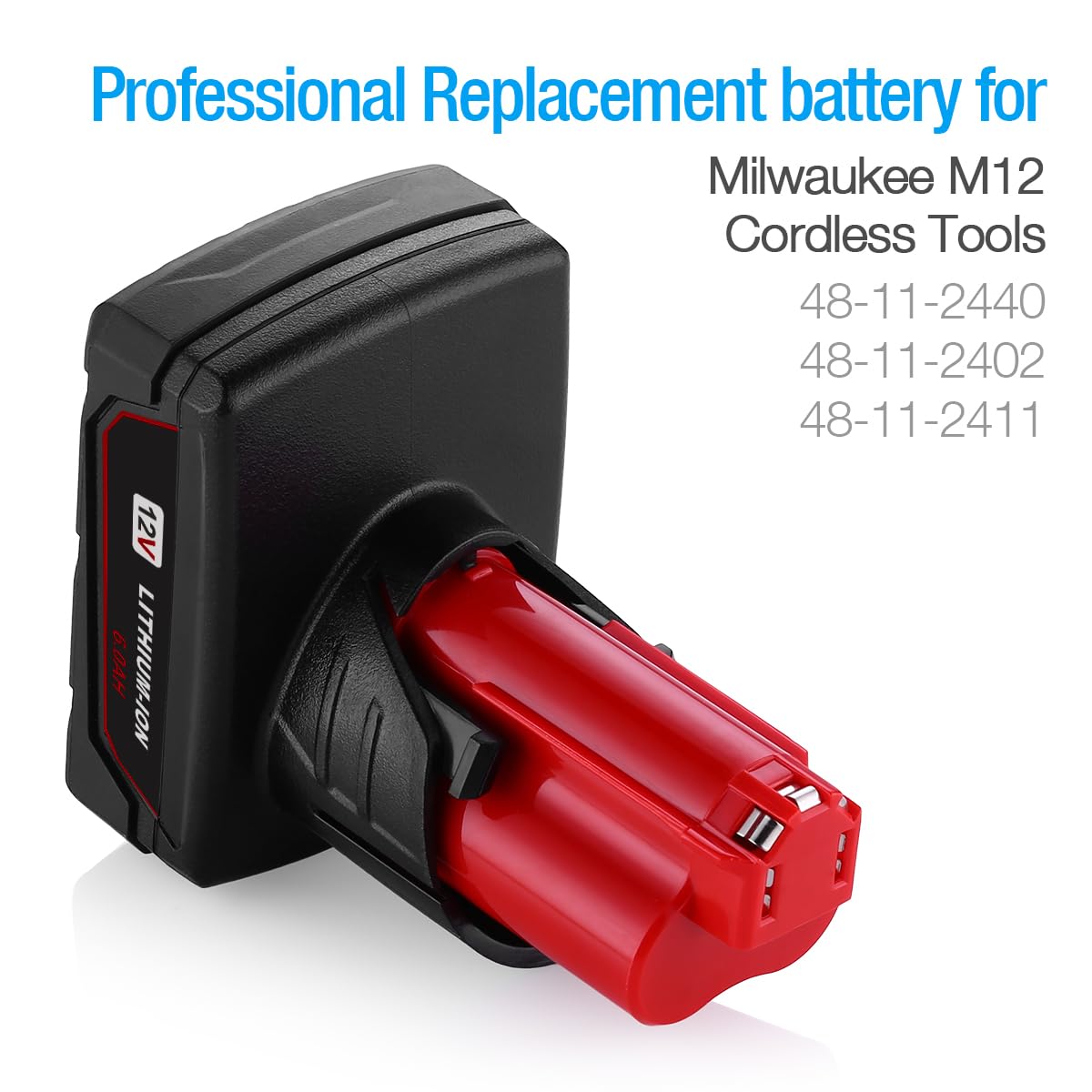 2 แพ็ค แบตเตอรี่แทนที่ M12 4.0Ah สำหรับเครื่องมือไร้สาย 12V Milwaukee