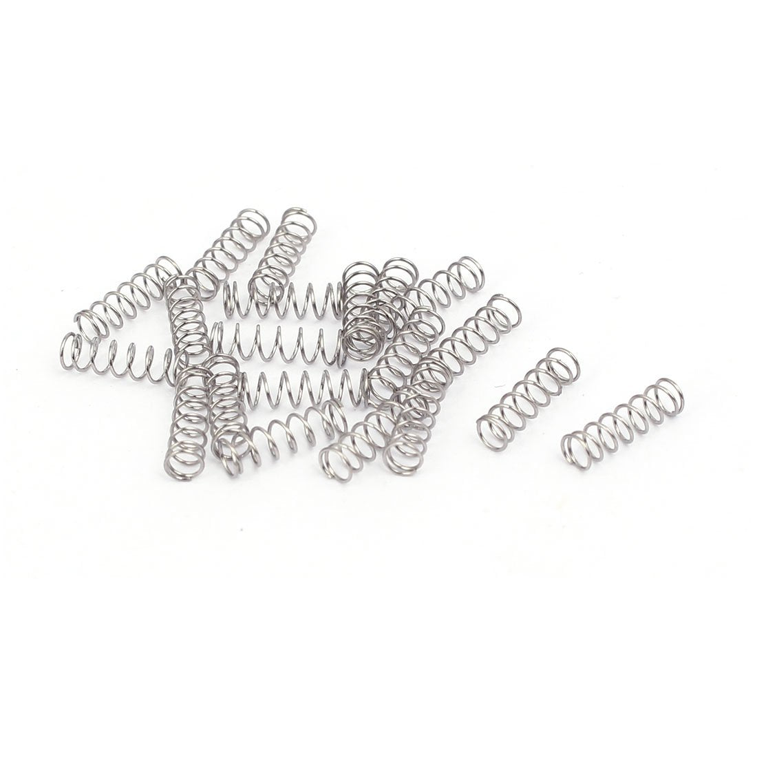 Compression Spring,304 Stainless Steel,3mm OD,0.3mm Wire Size,10mm Free Length,Silver Tone,20Pcs