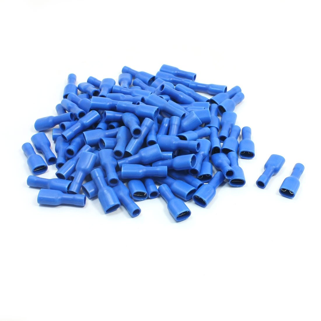 Crimp Insulated Wire Terminal 100 Piece, 16 AWG - 14 AWG, 10 Amp Female Spade, Blue