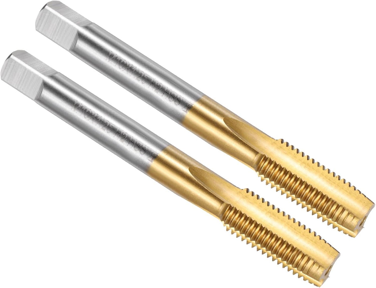 2pcs Straight Flute Thread Tap, M10 x 1.25 Left Hand Metric Titanium Coated Screw Threading Tapping Tool Thread Milling Machine Taps, High-Speed Steel with Cobalt