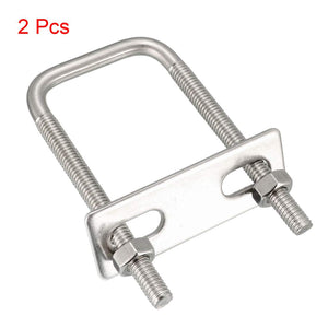 Square u-Bolts 2pcs 1.38"(35mm) Inner Width 75mm Length M6 304 Stainless Steel U Bolt with Nuts Frame for Boat Trailer