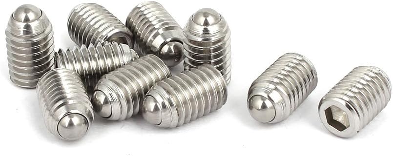 M8x12mm 304 Stainless Steel Spring Hex Socket Ball Point Grub Set Screws 10pcs