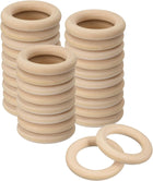 30Pcs Natural Wood Rings, 45mm/1.8inch Unfinished Smooth Macrame Circles Wooden Ring for Crafts DIY Projects Macrame Jewelry Pendant Making (8mm Thick)