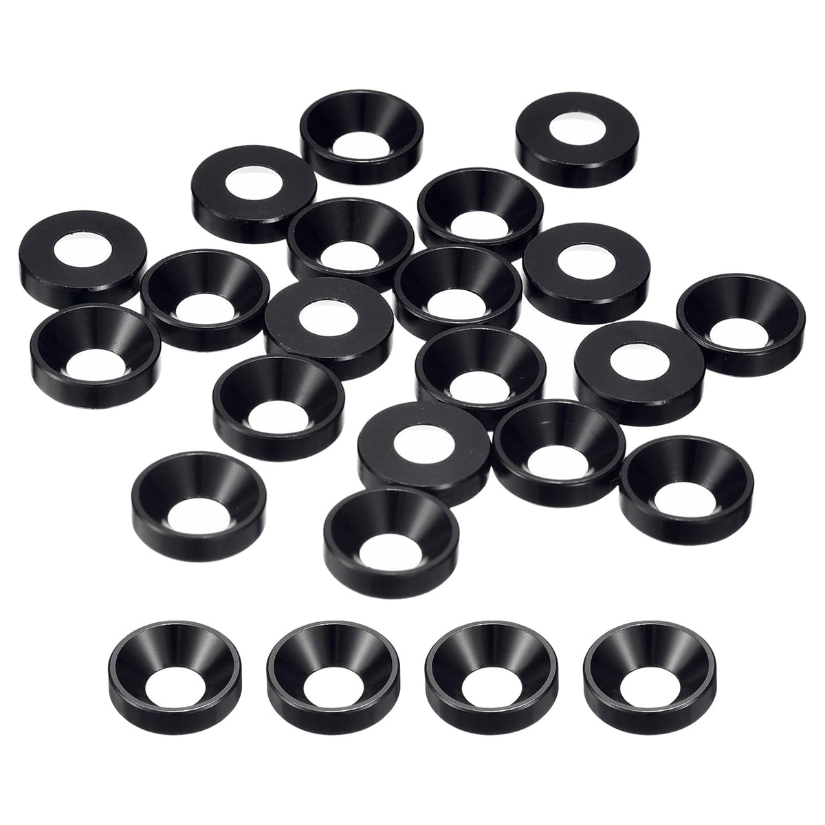 40 Pcs M6 Finishing Countersunk Washers, Aluminum Alloy Screw Gaskets, Cup Head Washer Gasket for Mechanical Accessories Parts, Black