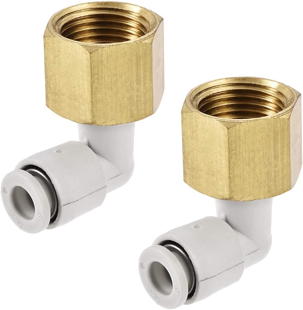 Pneumatic Push to Connect Tube Fittings Elbow 6mm Tube OD x 3/8PT Female 2Pcs