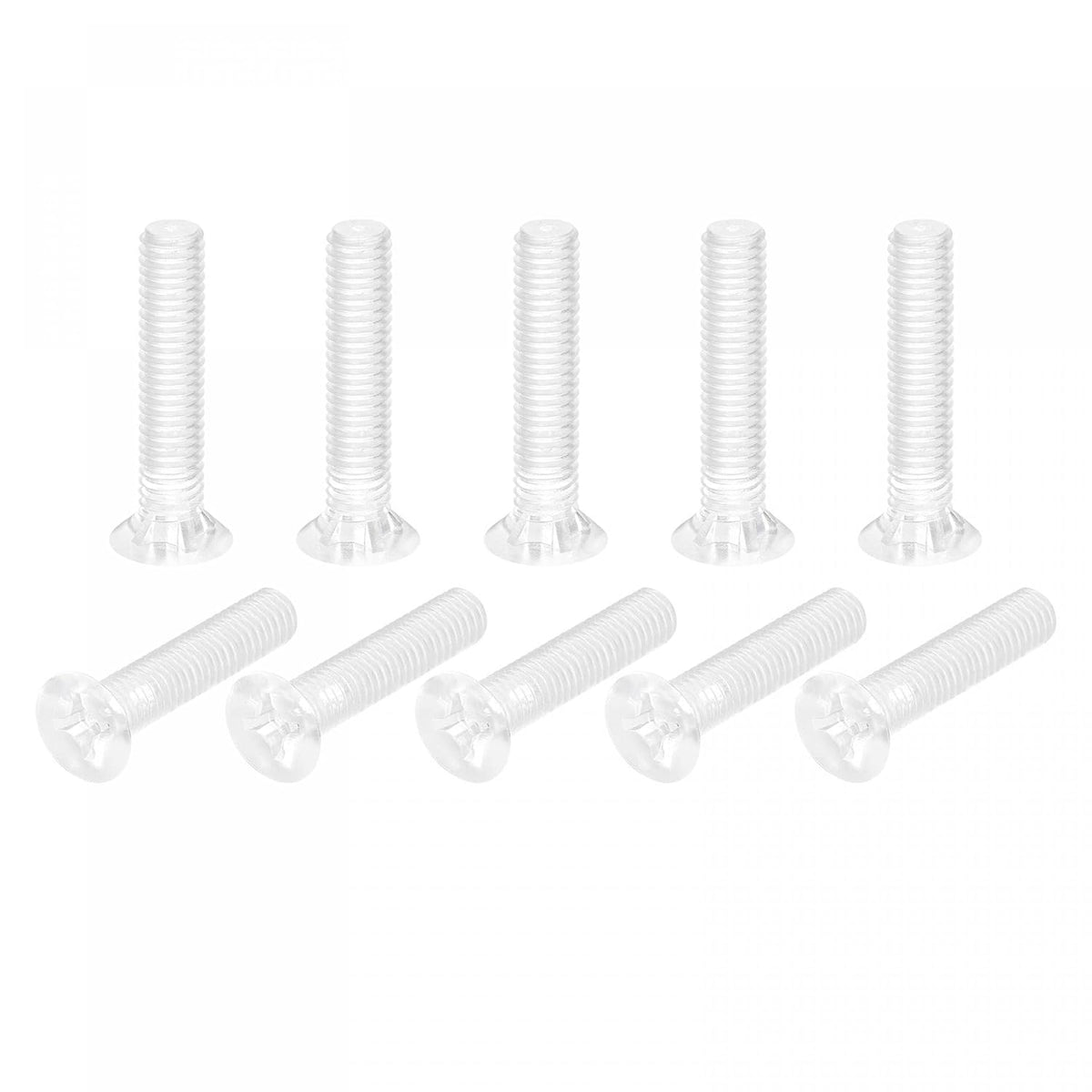 M6 x 25mm Kunststoff Phillips Maschinenschrauben, PC Flachkopf Maschinenbolzen Transparent 25Stück