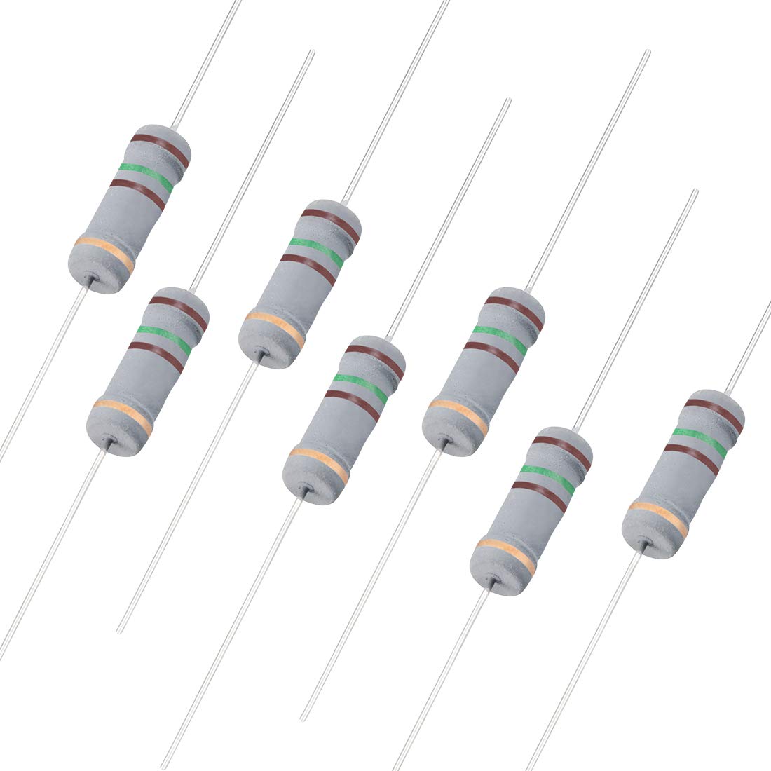 50Pcs 150 Ohm Resistor, 2W 5% Tolerance Carbon Film Resistors, 4 Bands for DIY Electronic Projects and Experiments