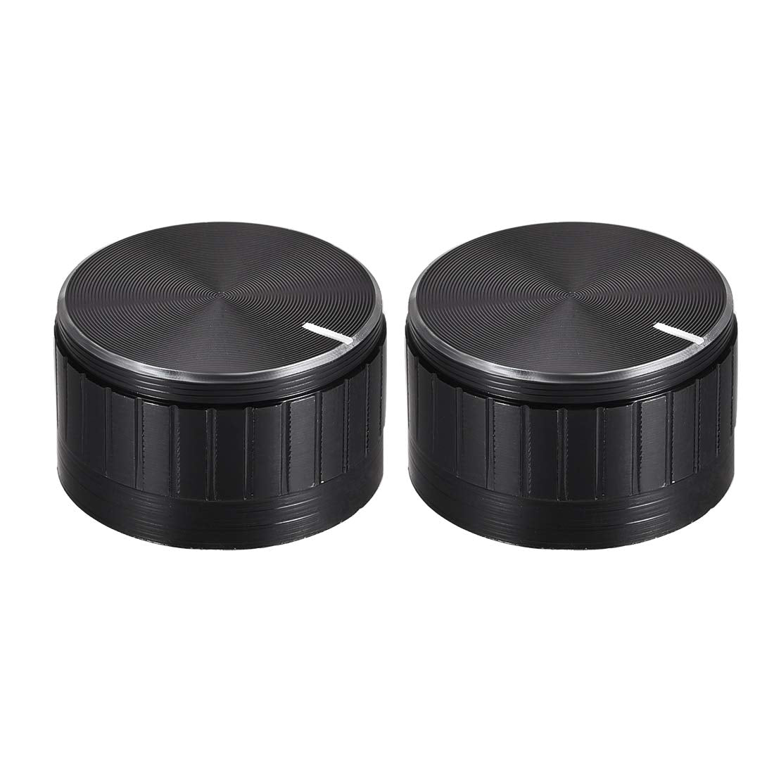 2pcs Potentiometer Knob Knurled Shaft Black Aluminum Groove Surface Rotary Knob 30mmx17mm Volume Control Knob