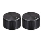 2pcs Potentiometer Knob Knurled Shaft Black Aluminum Groove Surface Rotary Knob 30mmx17mm Volume Control Knob