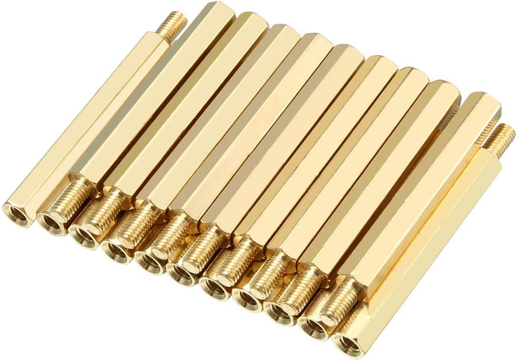 20pcs M3 35+6mm Female Male Thread Brass Hex Standoff Spacer Screws PCB Pillar