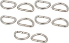 LinkMejor 10mm Inner Width Iron Metal Half Round Non Welded D Ring Silver Tone 10pcs