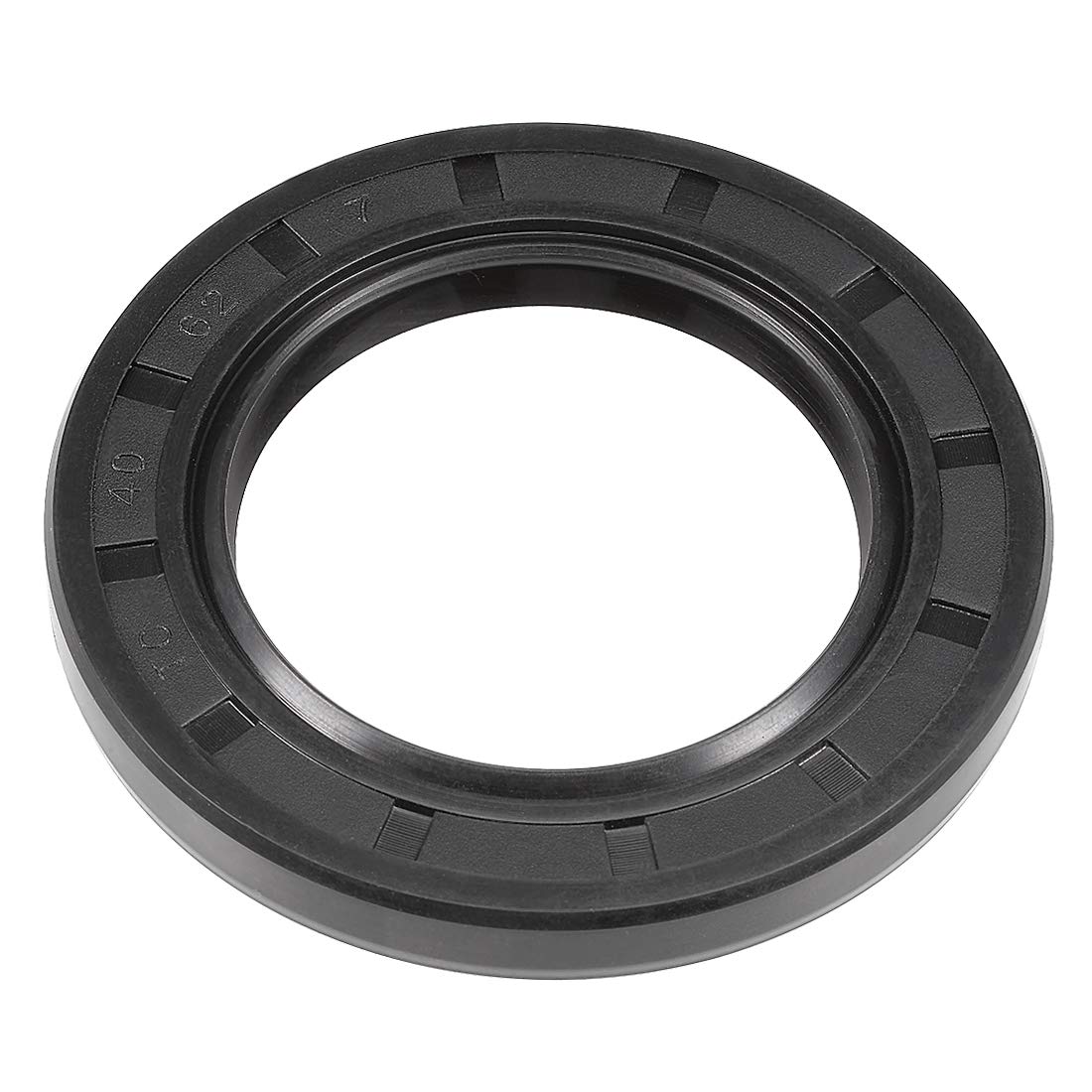 Oil Seal, TC 40mm x 62mm x 7mm Nitrile Rubber Cover Double Lip with Spring for Bearing Shaft, Black Pack of 1