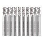 10PCS High Speed Steel HSS-AL 3 Flute Straight End Mill Cutter CNC Router Bits, 6 x 6 x 13mm