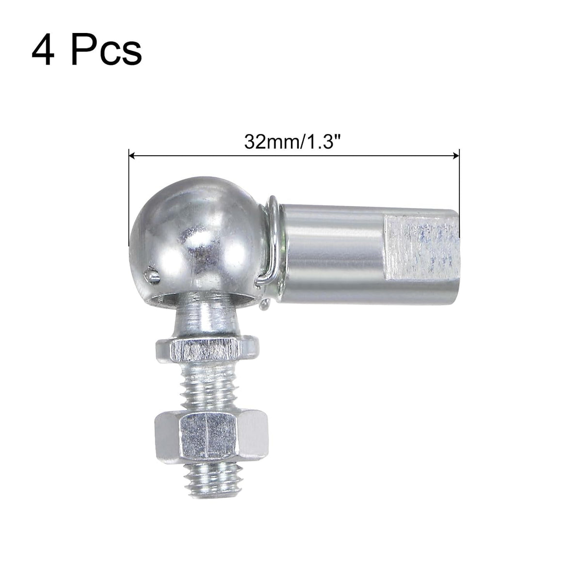 4pcs CS10 M6 Angle Ball Joint, M6x1.0 Right Hand Male and Left Hand Female Thread, A3-Steel Self-lubricating Ball Socket End Fitting