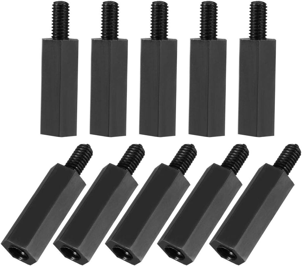 M3x12mm+6mm Male-Female Hex Nylon PCB Motherboard Spacer Standoff for FPV Drone Quadcopter, Computer & Circuit Board Black 50pcs