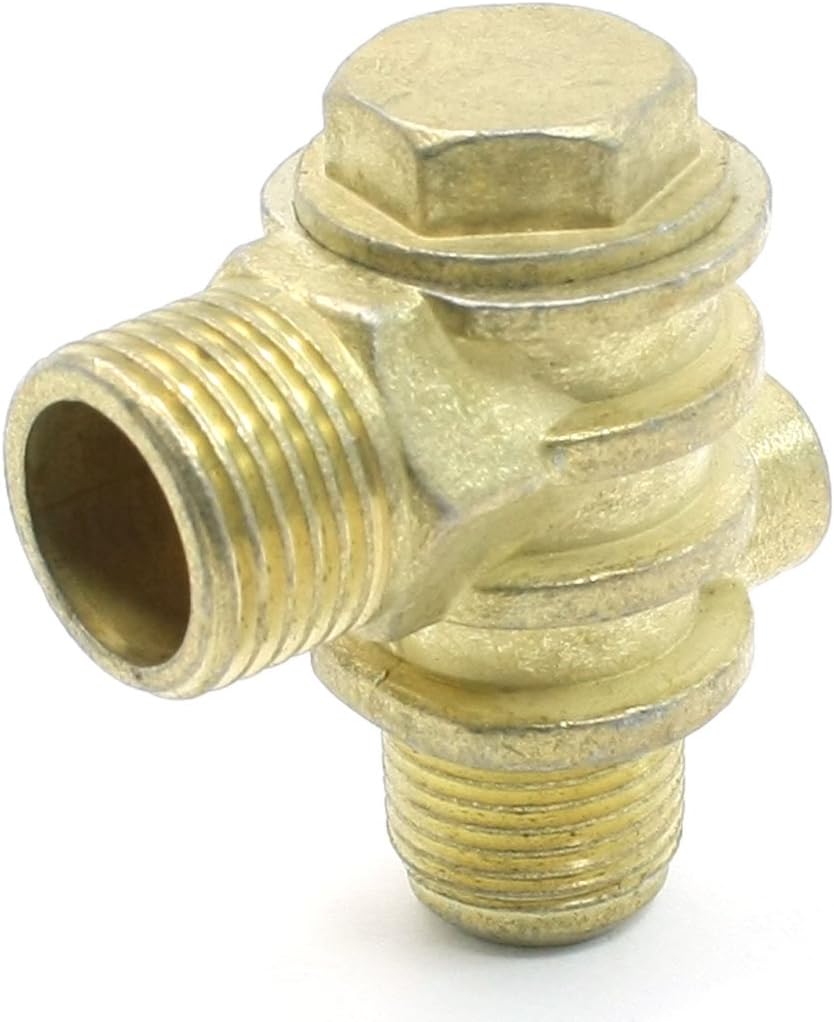 Gold Tone 1 Female 2 Male Thread Brass Check Valve for Air Compressor