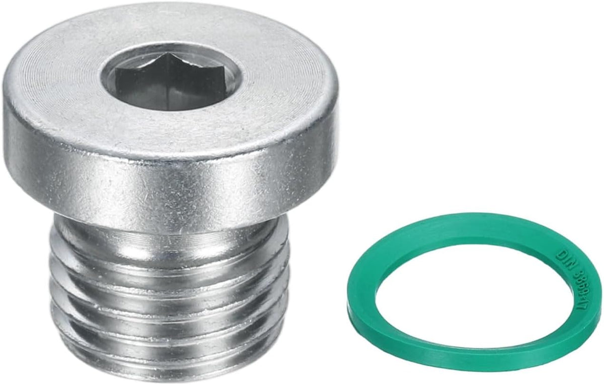 M8x1 Capăt Hex Intern Fitting de Conductă, Plug de Conectare Universal din Oțel Inox 304 cu Anul O-Ring Verde pentru Terminarea Capăților de Conductă sau Draineri de Înlocuire