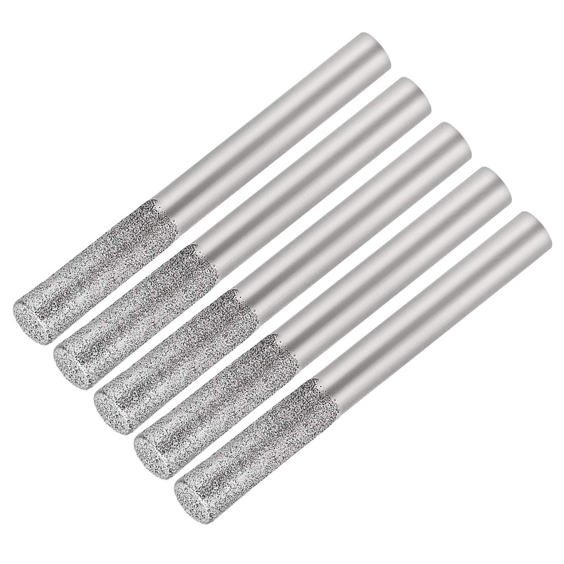 Diamond Burrs Grinding Drill Bits for Carving Rotary Tool 1/4-Inch Shank 6mm Cylindrical 150 Grit 5 Pcs