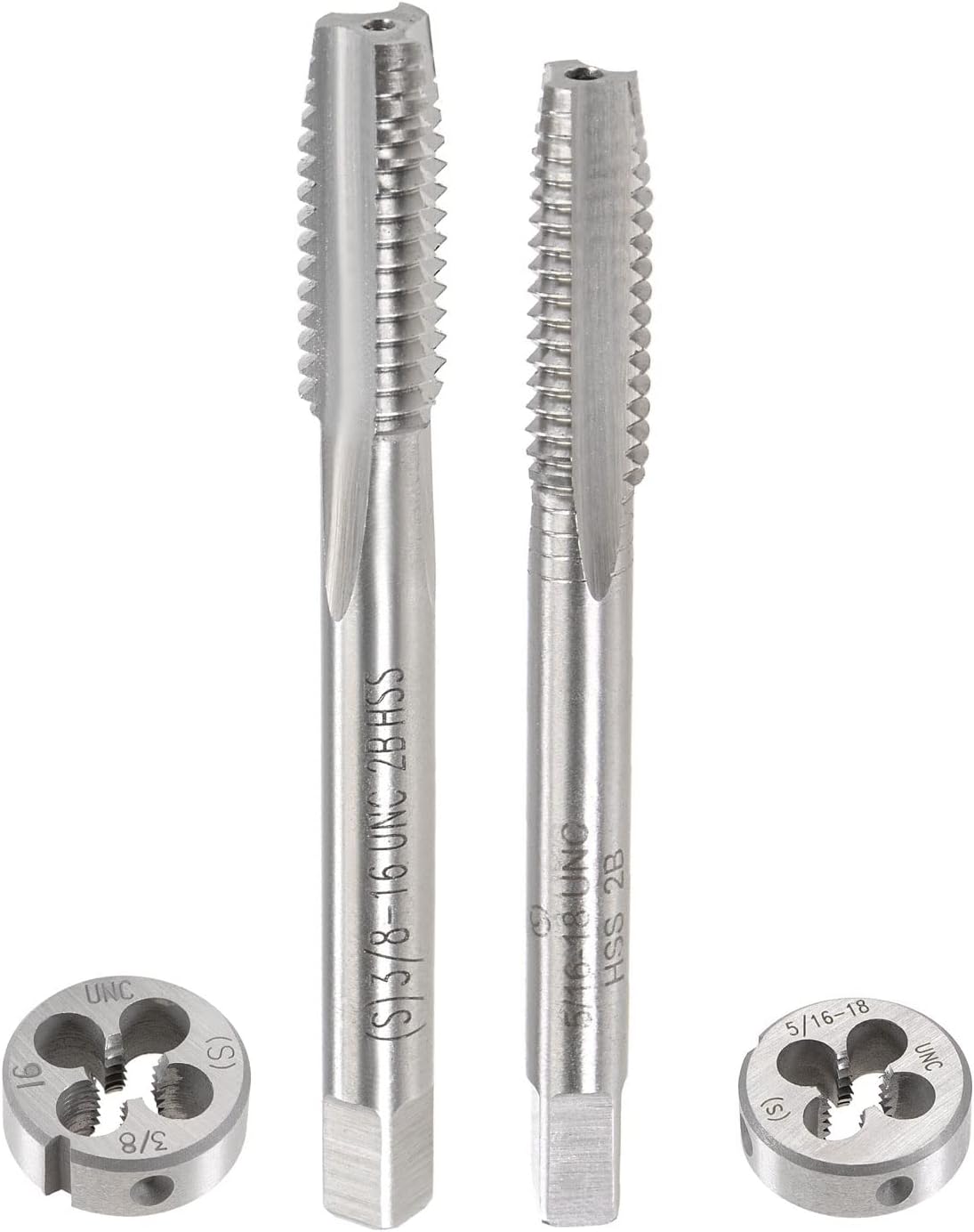 5/16"-18 UNC, 3/8"-16 UNC Tap and Die Set HSS Thread Tap with Round Threading Die Right Hand