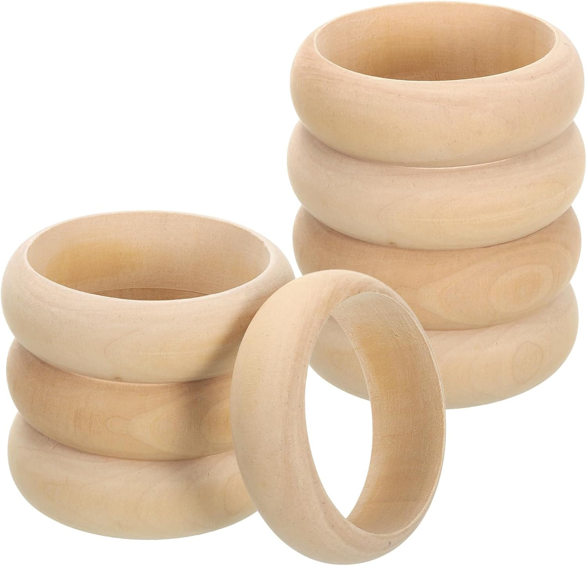 Wooden Bangle Bracelet, 8Pcs 85mm - Log Retro Macrame Rings, Unfinished Smooth Wood Circle, Wooden Rings for Crafts, Jewelry, DIY Making, Home Decor