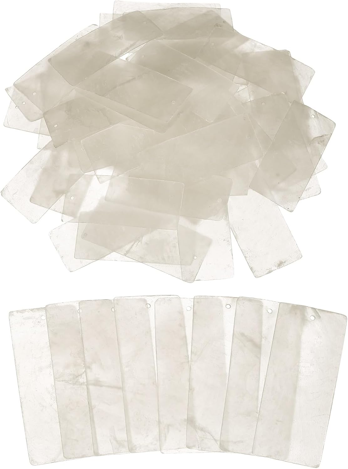 50 Pcs Capiz Shells, 30 mm x 70 mm Natural White Square Mica Sheets Single Hole for DIY Craft Making Wind Chimes Home Decoration Wedding Decorations