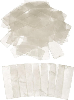 50 Pcs Capiz Shells, 30 mm x 70 mm Natural White Square Mica Sheets Single Hole for DIY Craft Making Wind Chimes Home Decoration Wedding Decorations