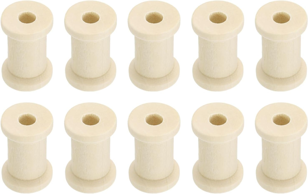 70Pcs Wooden Bobbins, 0.59" x 0.98"(WxH) Unfinished Wooden Spools Wire Weaving Bobbins Empty Thread Spools for Crafts DIY Art Embroidery Sewing Thread Twine, Wood Color