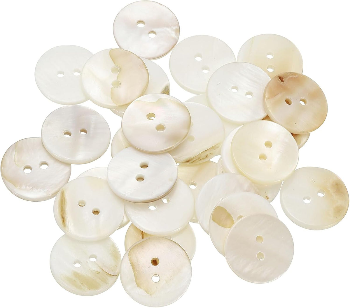 30Pcs Natural Shell Button, 2 Hole 20mm Mother of Pearl Buttons for Shirt Coats Suits Jacket Jeans Skirts DIY Sewing Crafts, White