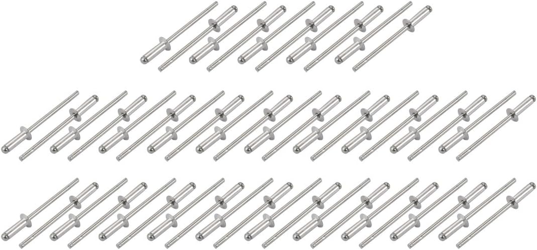M3.2x10mm Aluminum Open End Countersunk Head Blind Rivets Silver Tone 50pcs