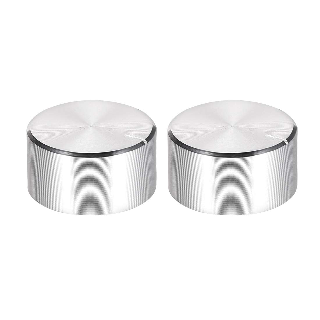 2pcs Potentiometer Knob Knurled Shaft Silver Tone Aluminum Smooth Surface Rotary Knob 25mmx13mm Volume Control Knob