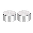 2pcs Potentiometer Knob Knurled Shaft Silver Tone Aluminum Smooth Surface Rotary Knob 25mmx13mm Volume Control Knob