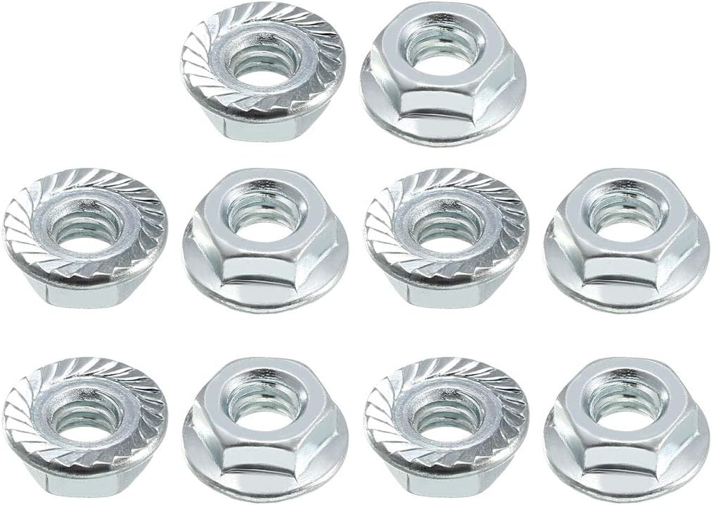 1/4-20 Serrated Flange Hex Lock Nuts, Carbon Steel 10 Pcs