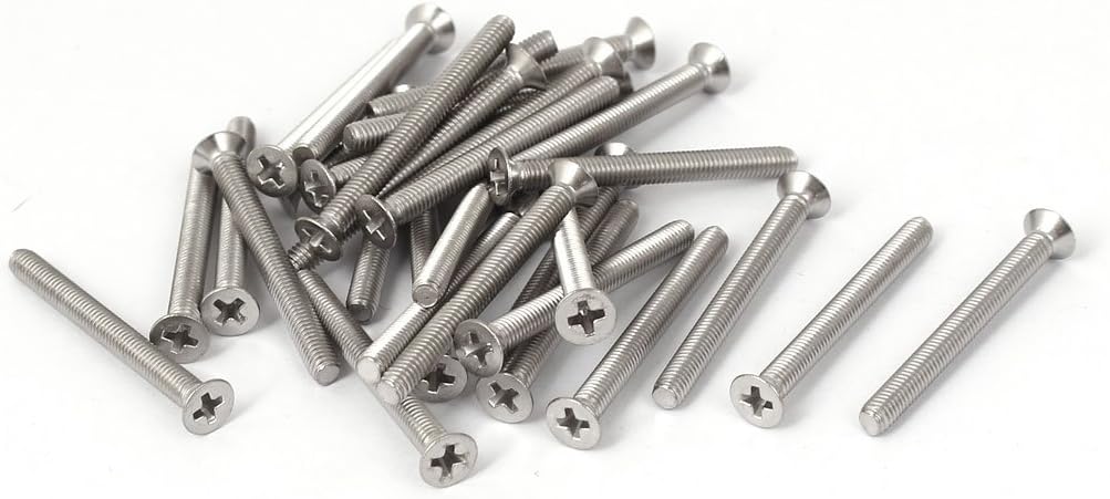 M3x30mm 316 Stainless Steel Countersunk Phillips Machine Screws Bolts 30 Pcs