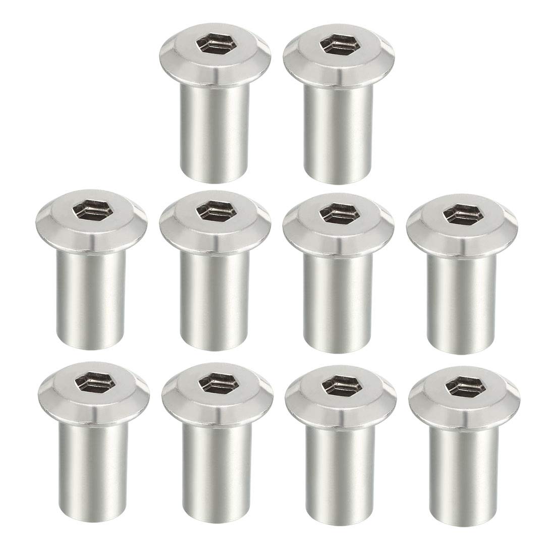 M10x21mm Hex Socket Head Insert Nut Screw Post Sleeve Nut for Furniture 10pcs