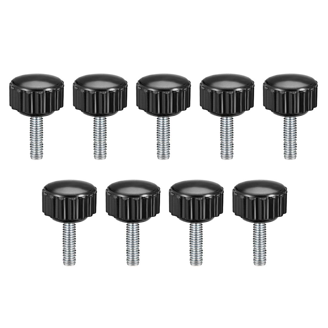 M4 x 14mm Metric Male Thread Knurled Clamping Knobs Grip Thumb Screw on Type Plastic Threaded Hand Bolt Knobs Black 9 Pcs