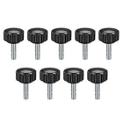 M4 x 14mm Metric Male Thread Knurled Clamping Knobs Grip Thumb Screw on Type Plastic Threaded Hand Bolt Knobs Black 9 Pcs