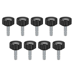 M4 x 14mm Metric Male Thread Knurled Clamping Knobs Grip Thumb Screw on Type Plastic Threaded Hand Bolt Knobs Black 9 Pcs